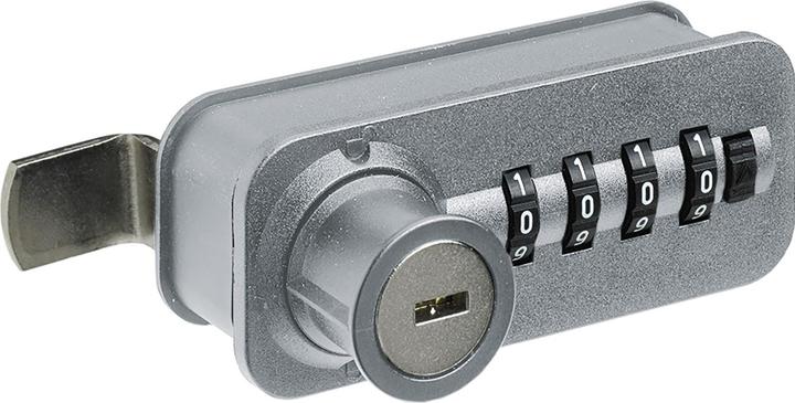 Hettich Zahlenschloss mit Riegel | links | Fixcode | Kunststoff/Stahl verchromt
