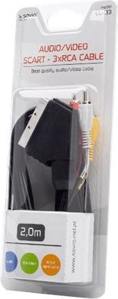 Produktbild Savio CL-133 SCART-Kabel SCART (21-pin) 3 x RCA Mehrfarben (2 m)
