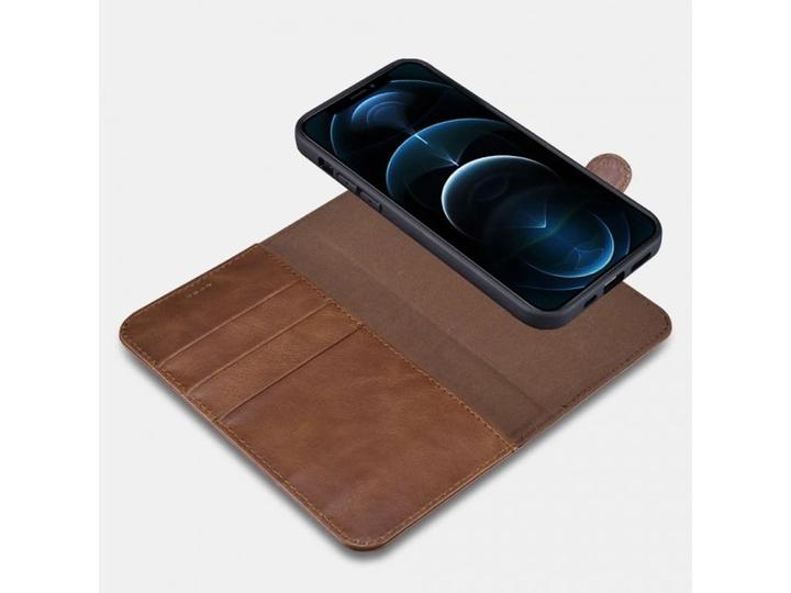 Image du produit iCarer iPhone 12 Pro Max - Crazy Horse Étui portefeuille en cuir véritable, 2en1 avec protection RFID, (Apple iPhone 12 Pro Max)