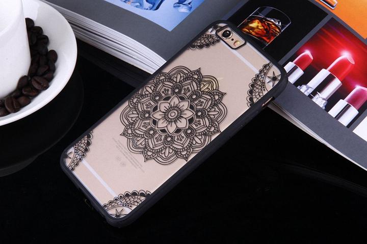 Actual product image König Design Apple iPhone 7 Plus Mobile Cover Mandala Case Motif Indian Lace Black (Apple iPhone 7 Plus)