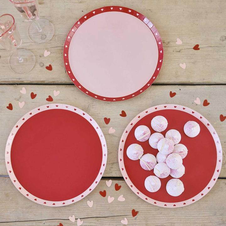 Image du produit Ginger Ray Assiette en carton Saint-Valentin Coeur Rouge et Rose (8 x)