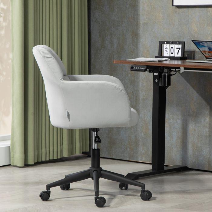 Image du produit Swisshandel24 Chaise de bureau, aspect velours, avec accoudoirs, gris clair