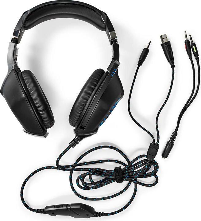 Produktbild Nedis Gaming Headset | Über Ohr | Stereo | USB Type-A / 2x 3.5 mm | Klappbarer Mikrofon | 2.20 m | L (Kabelgebunden)