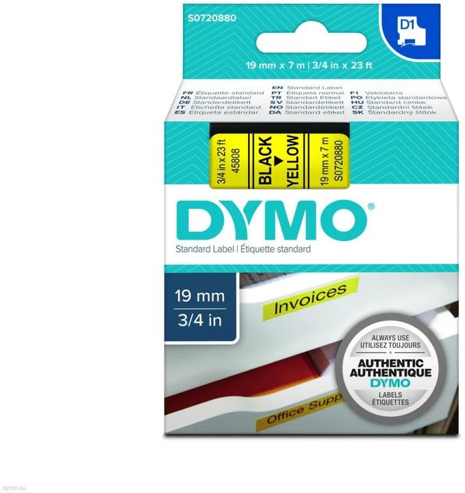 Produktbild Dymo S0720880 Standardband (1.90 cm, Gelb, Schwarz)