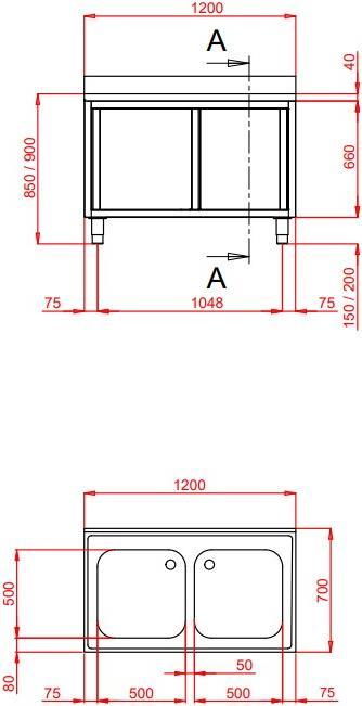 Immagine prodotto Gastro Hero Lavello Eco con lavabo (70 cm, 120 cm)