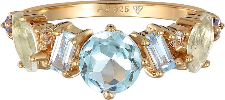 Actual product image Elli PREMIUM Ring Topaz Moonstone Amethyst Classic 925 Silver Gold Plated (56, 925 Silver)