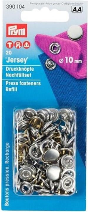 Produktbild Prym Druckknopf Jersey Kappe, nachfüllen, silber 10 mm, Karte 20 Stk.