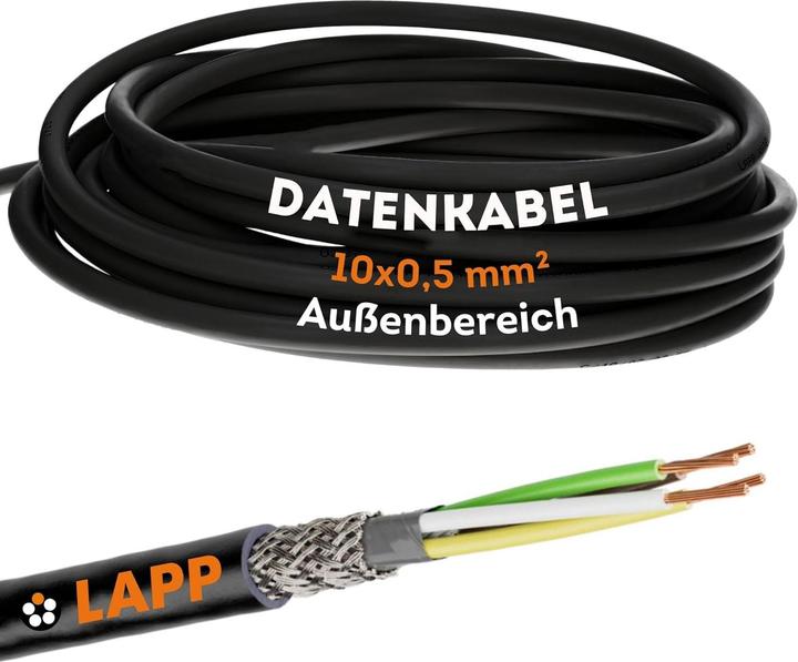 Produktbild Lapp 10 Meter 1030524 LiYCY geschirmte Steuerleitung 10x0,5 mm² I UV-resistent I Signalkabel 10 adri (10 m)