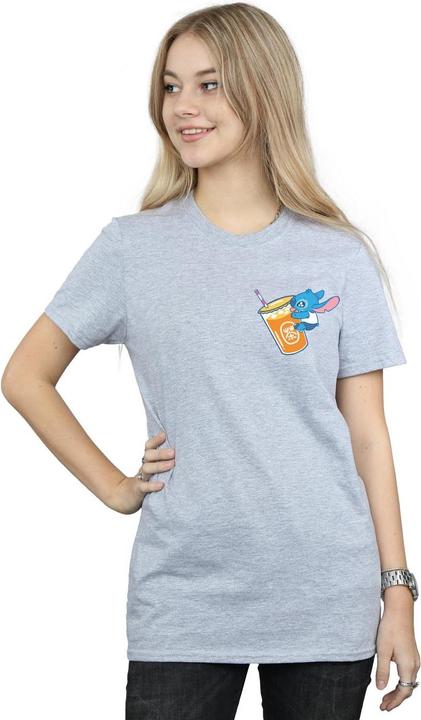 Actual product image Disney Womens/Ladies Lilo And Stitch Drink Cotton Boyfriend T-Shirt (5XL)