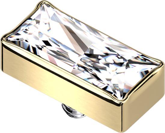 Produktbild Star Piercing Dermal Anchor rechteck vergoldet Kristall silber (Titan G23, ohne Messing)