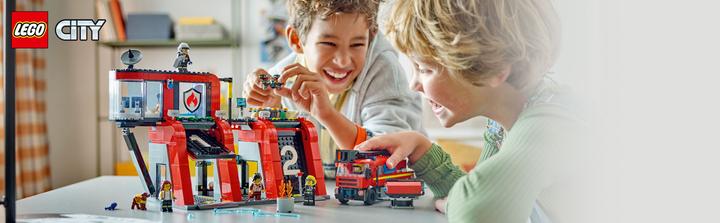 Produktbild LEGO Feuerwehrstation mit Drehleiterfahrzeug (60414, LEGO City)