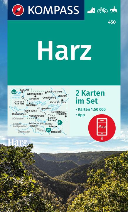 Actual product image KOMPASS Hiking Map Set 450 Harz (2 maps)