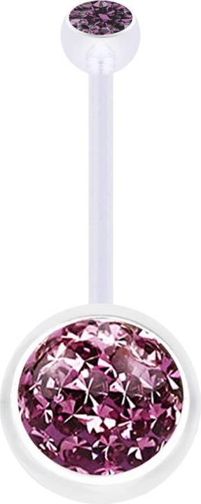 Actual product image Star Piercing Banana transparent with ball crystal light violet and ball crystal light violet epoxy protective (without brass, Bioflex)