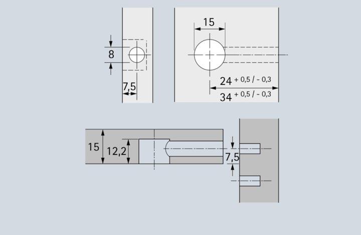 Produktbild Hettich Exzenter-Verbindungsbeschlag Rastex 15, für 15 mm Fachböden (Verbindungsbeschlag, 1 Stk.)