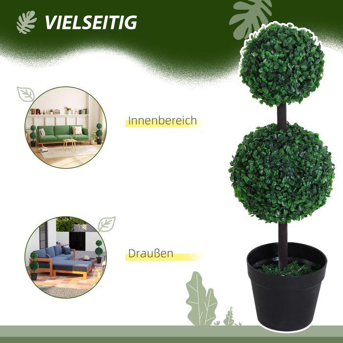 Image du produit Swisshandel24 künstliche Pflanzen 2er Set gross 67 cm Kunstpflanze mit 2 Kugel für Wohnzimmer (67 cm)