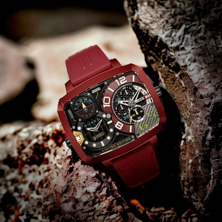 Actual product image Nubeo NB-6084-02 Men's watch Odyssey Triple Time-Zone Limited 58mm 5ATM (Chronograph)