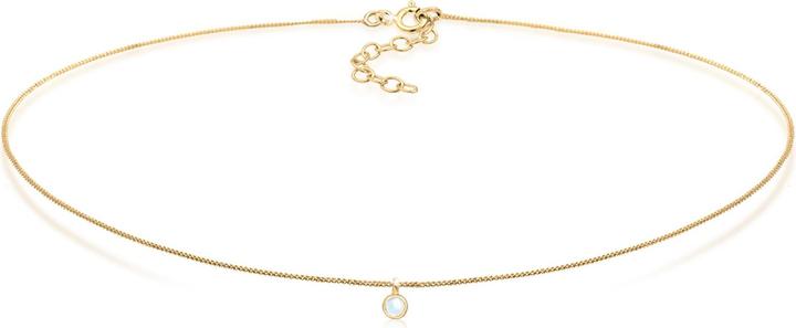 Elli Choker, Edelsteinkette (925er Sterling Silber, Mondstein, 36 cm)