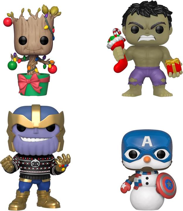 Image du produit Funko Pop! Marvel Xmas 4 Pack (Hulk/Groot/Cap/Thanos) Excl