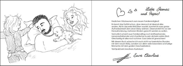 Actual product image The sibling doodle colouring book for all big sisters and brothers aged 3 and over