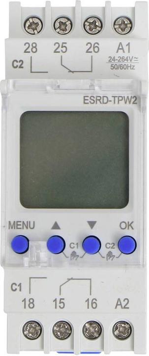 Produktbild Counttec Zeitschaltuhr für Hutschiene ESRD-TPD2 2 Wechsler 16 A 250 V/AC Multif