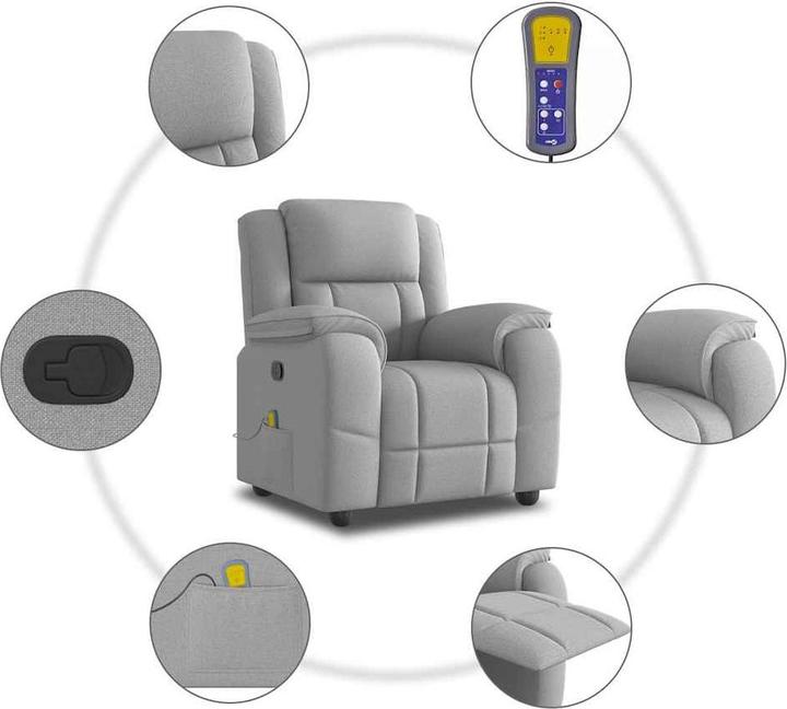 Produktbild VidaXL Massagesessel Wolkengrau Stoff Massage TV-Sessel
