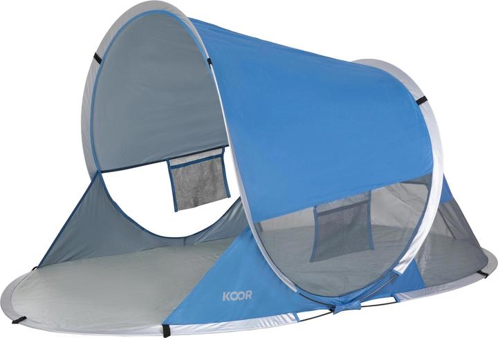 Koor Strandzelt Pop-Up M, Blau (Strandzelt + Strandmuschel, 1.40 kg, 2 Personen)