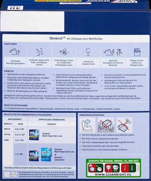 Energy Label dm Denkmit Multi-Power 12 (Tabs, 40 Washing cycles)