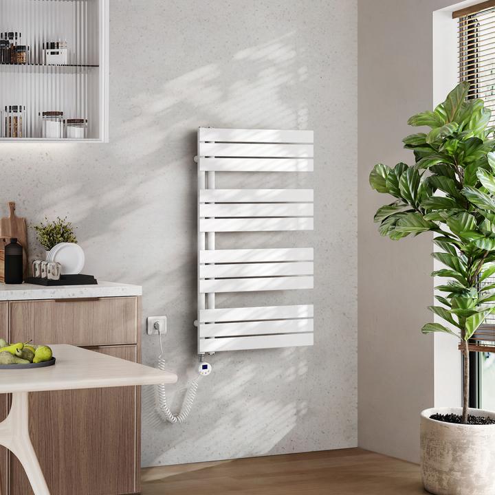 Produktbild Emke Elektrischer Handtuchwärmer mit Heizstab und Timer, Weiss 1041x600mm 600W (600 W)