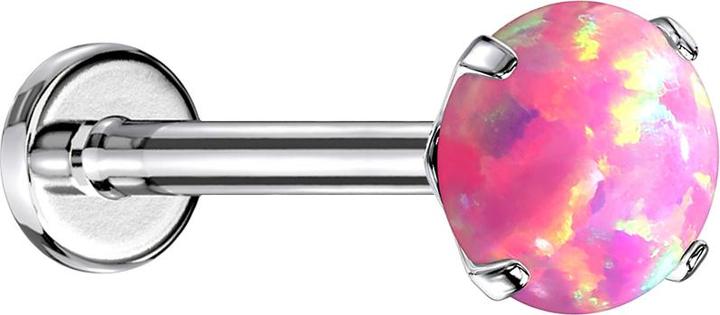 Produktbild Star Piercing Micro Threadless Labret silber Opal pink gefasst (Chirurgenstahl 316L)