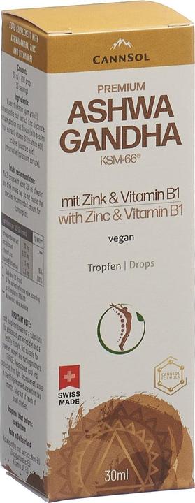 Cannsol Premium Ashwagandha KSM-66 mit Zink und Vitamin B1 Tropfen (1 Stück, Öl)