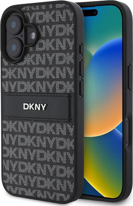 Actual product image DKNY DKHCP16SPRTHSLK iPhone 16 6.1" czarny/black hardcase Texture Pattern Tonal Stripe (Apple iPhone 16)