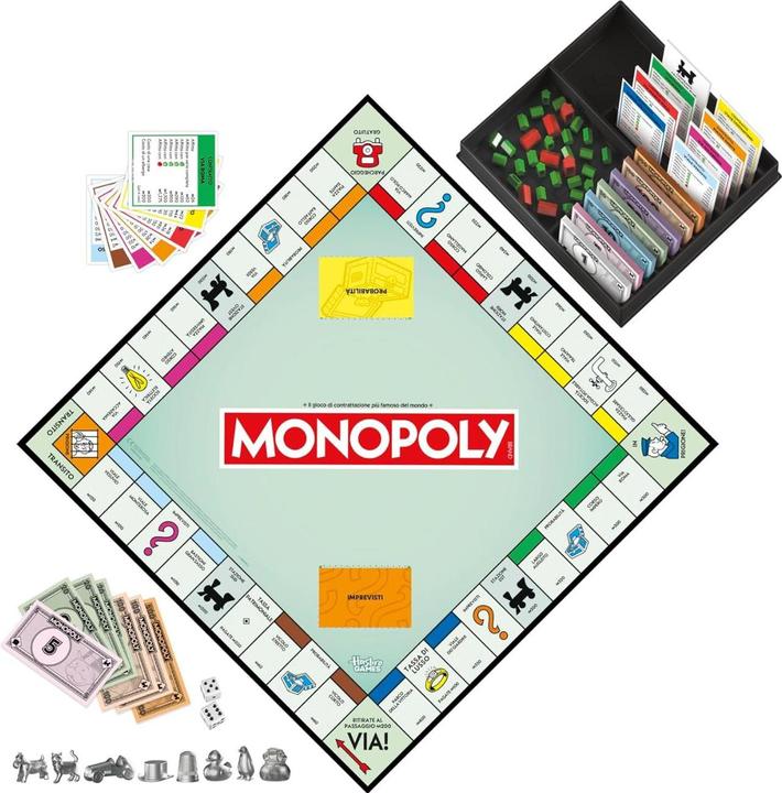 Produktbild Monopoly Brettspiel mit Aufbewahrungsfach und grösseren Spielfiguren (Italienisch)
