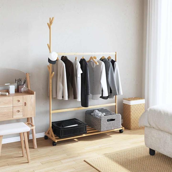 Immagine prodotto VidaXL Appendiabiti con ganci e rotelle 100x35x157 cm in bambù