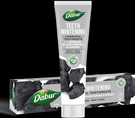 Dabur Zahnweissende Holzkohle-Zahnpasta mit Bio-Schwarzem Pfeffer & Ingwer 100ml (100 ml)