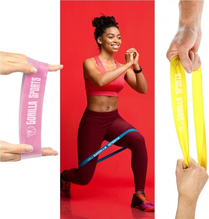 Immagine prodotto Gorilla Sports Set di bande di resistenza (0.50 m, Extra Light, Light, Medio, Strong, Extra strong)