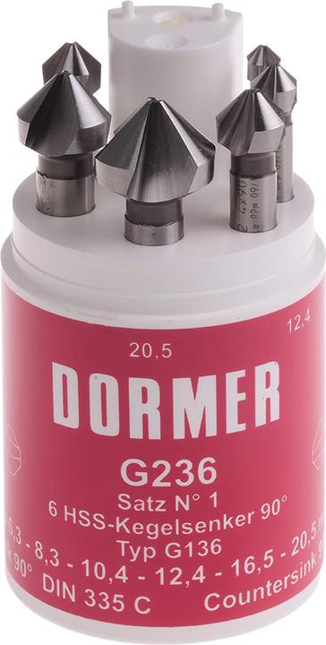 Actual product image Dormer Hss Straight Shank Countersink Set No 1 (20.5 mm, 16.5 mm, 12.4 mm, 10.4 mm, 8.3 mm, 6.3 mm)