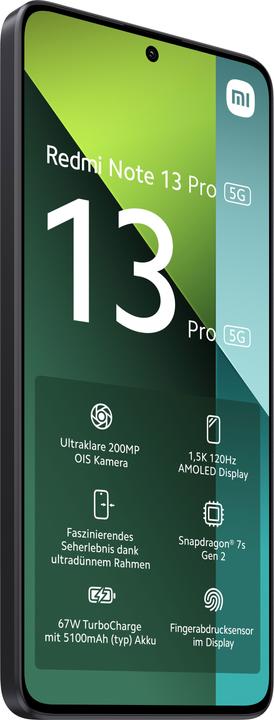 Actual product image Xiaomi Redmi Note 13 Pro 5G (256 GB, Midnight Black, 6.67", Dual SIM, 200 Mpx, 5G)
