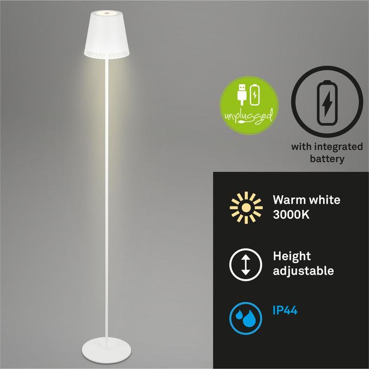 Immagine prodotto Briloner Lampada da terra LED a batteria, bianca, 1xmodulo LED/3.5W (400 lm)