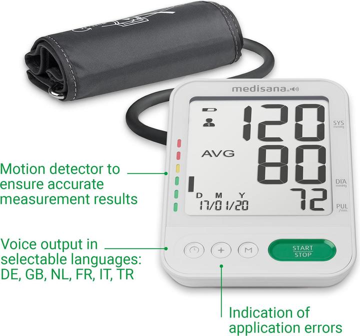 Medisana BU 586 Voice Upper Arm Blood Pressure Monitor Large Cuff 23-43 cm (Blood pressure monitor upper arm)
