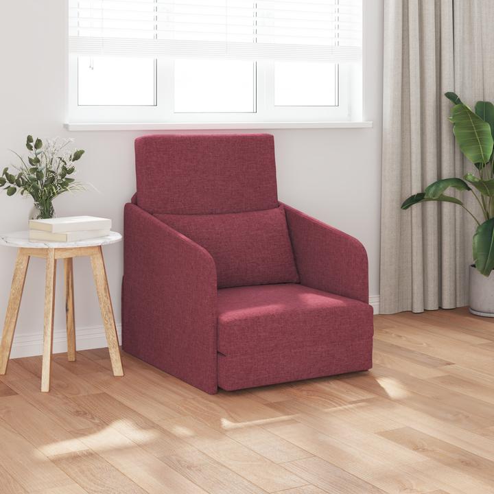 Produktbild VidaXL Fussboden Schlafsofa 2-in-1 Weinrot 65x80x83 cm Stoff (1.5-Sitzer)
