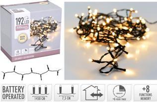 Productafbeelding Nampook ŁAŃCUCH LED 192L CIEPŁY na baterie 14,5m +8FUNKCJI,TIMER 3x AA 1,5V (14.50 m)