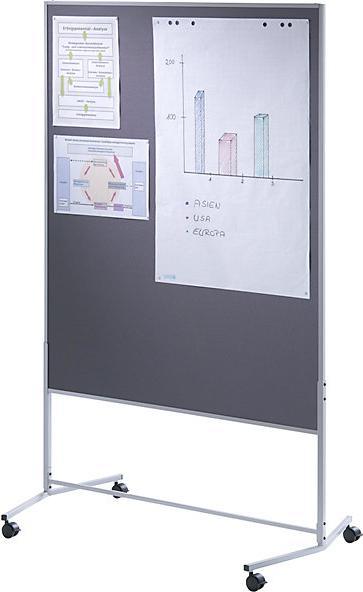 Immagine prodotto eurokraft basic Lavagna per presentazioni, con rotelle, rivestimento in tessuto / lavagna (120 x 150 cm)
