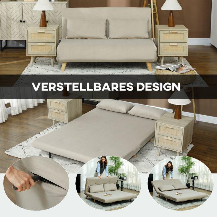 Actual product image Swisshandel24 Schlafsofa Sofa mit Schlaffunktion 130 X 78 cm Couch mit Lendenkissen, Beige
