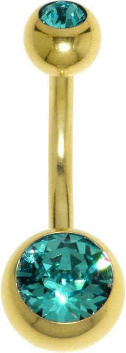 Produktbild Bijouteria Bauchpiercing (Chirurgenstahl 316L, PVD Beschichtung (goldfarben), Premium Kristall)