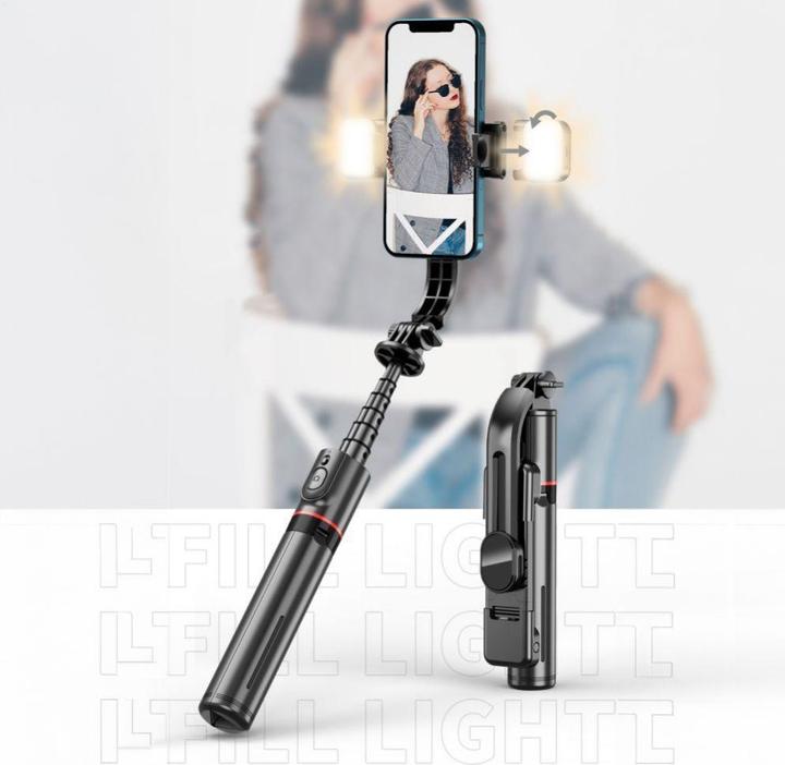 Image du produit Tech-Protect L05S Canne à selfie Bluetooth avec trépied jusqu'à 105cm et lampe LED - noir