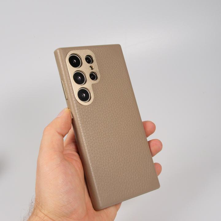 Actual product image PhoneLook Coque Cuir de veau luxe grainé intégral avec boutons métalliques et MagSafe (Samsung Galaxy S24 Ultra)