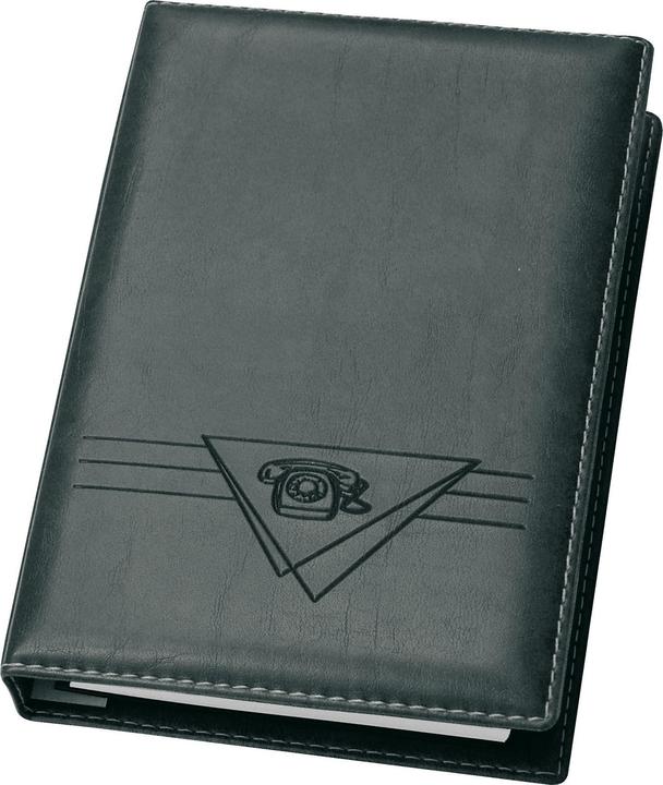 Actual product image Veloflex Exquisit telephone book, 4-round ring mechanism, 16 mm, A5, 145 x 225 mm, black (A5, 225 mm, 1 Piece)