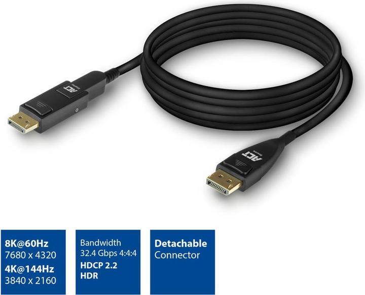 Produktbild 30 meter DisplayPort 1.4 ive Optical Cable 8K with detachable connector DisplayPort male (30 m, DisplayPort)