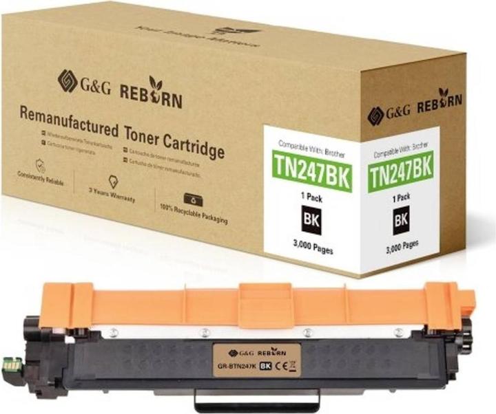 Produktbild G&G Toner ersetzt Brother TN-247BK Kompatibel Schwarz 3000 Seiten Reborn remanu