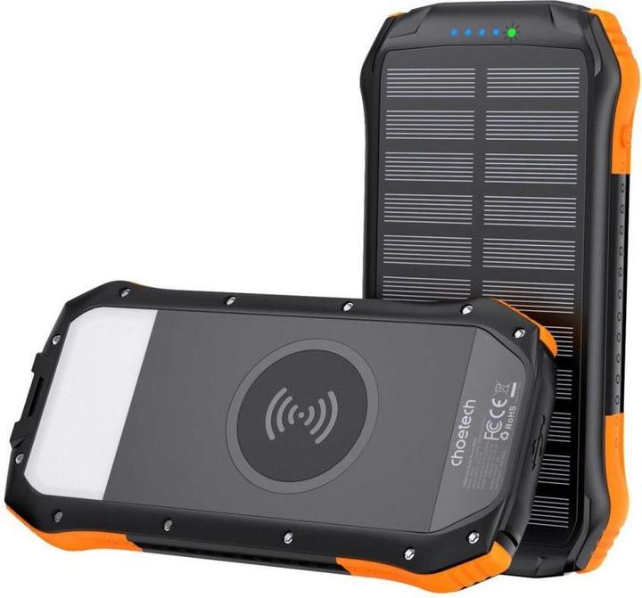 Produktbild Choetech Solar power bank with inductive charging 20000mAh PD 20W / QC 18W / Qi 10W (B657) (20000 mAh, 20 W, 20000 Wh)